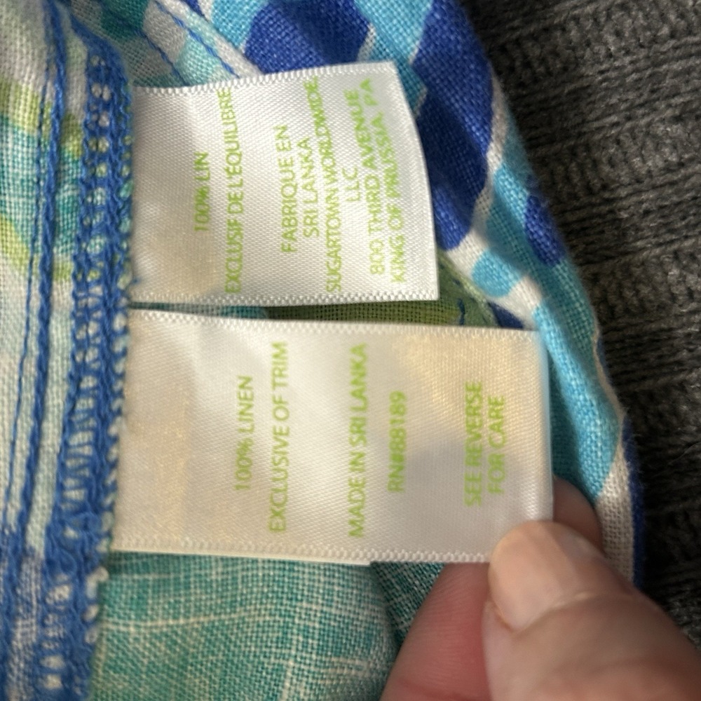 Lilly Pulitzer Womens Linen Wide Leg Pants Blue Green Pink Tropical Beach Size 4 - Picture 11 of 13